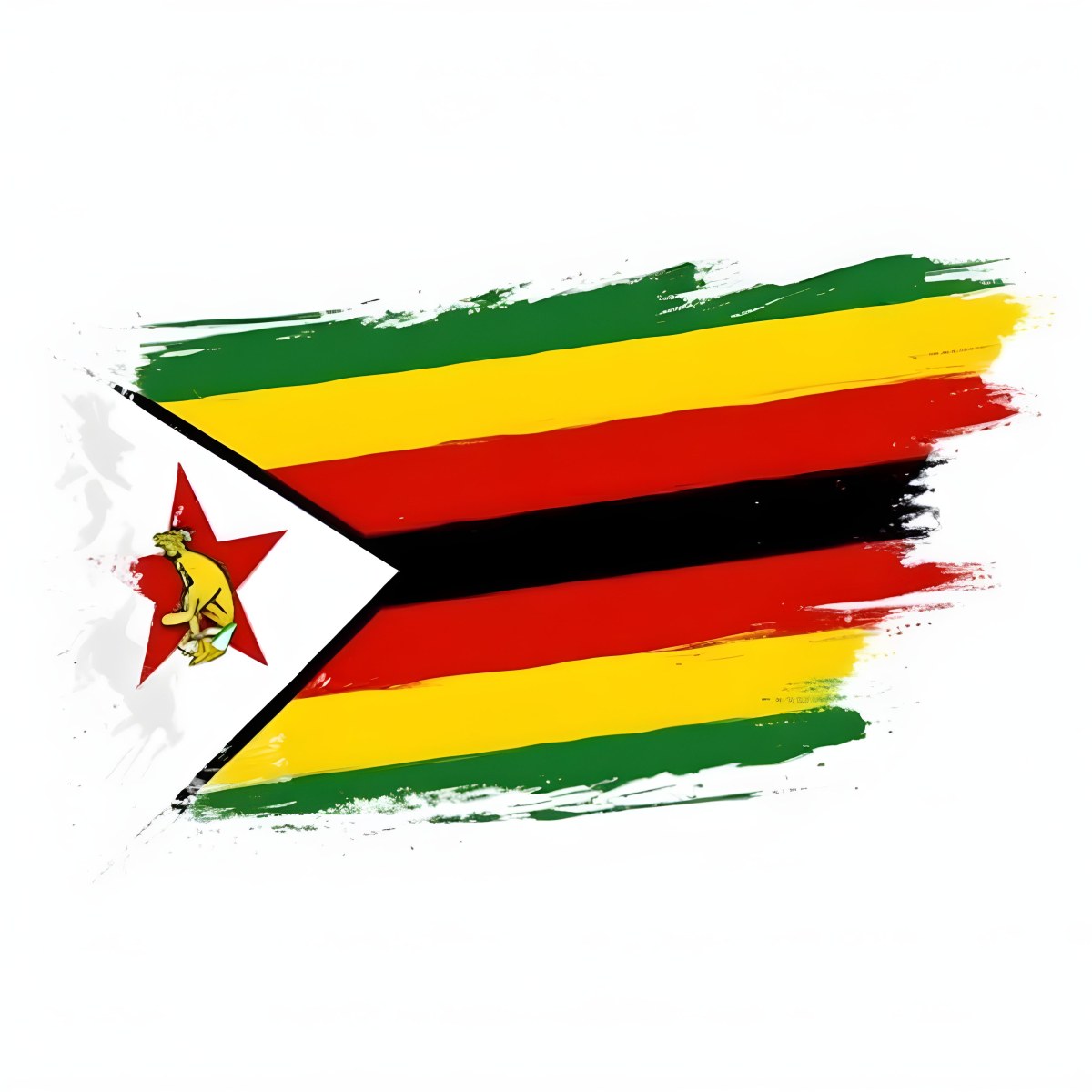 Zimbabwean Flag With A Star Symbol Painted In The National Colors Of Green Yellow And Red 2 8f78