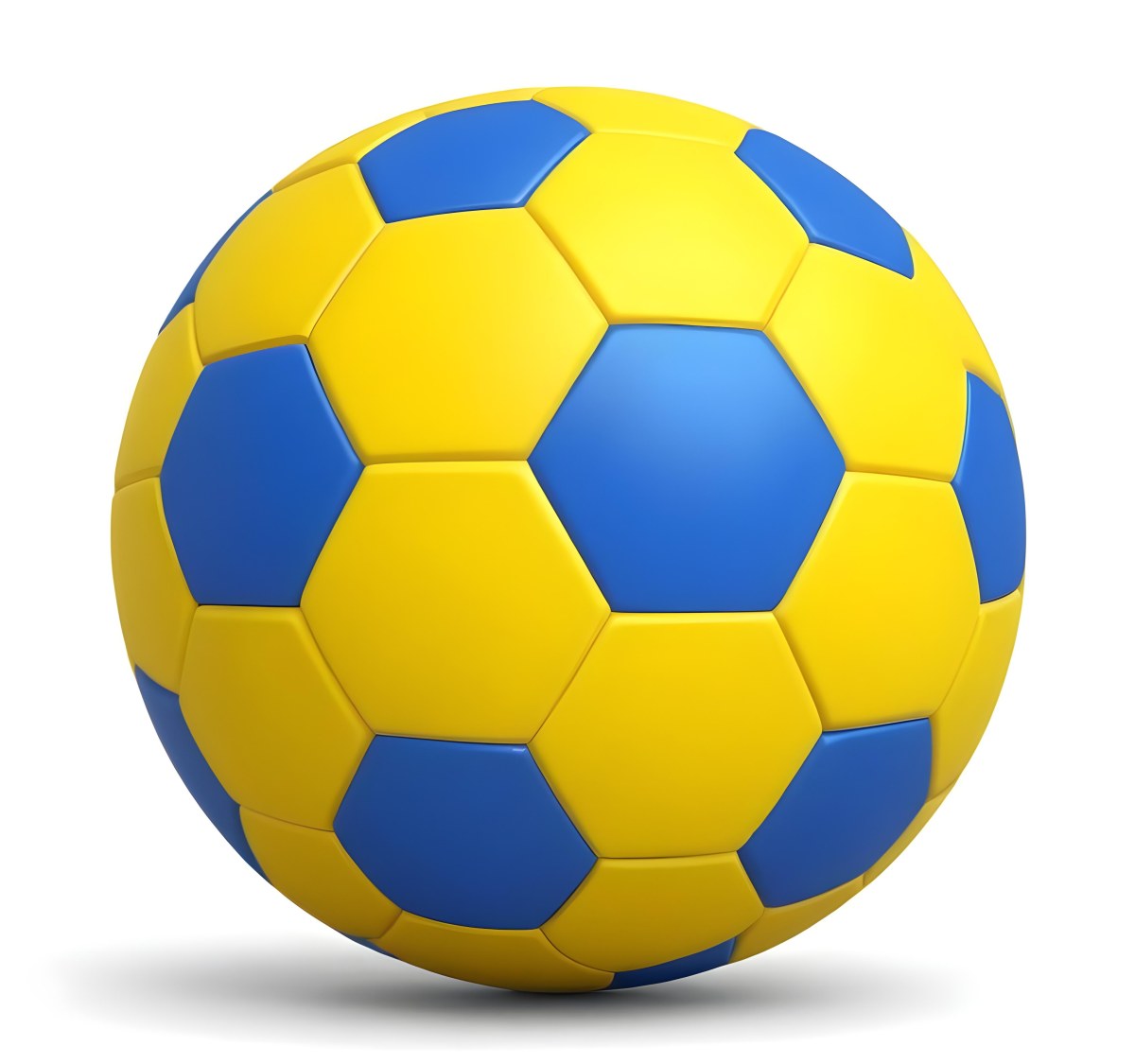 3d Model A Soccer Ball With Yellow And Blue Hexagons In A Yellow Background Figure Octane Render Volumetric Highly Detailed Videogame Aesthetic 12 95dd