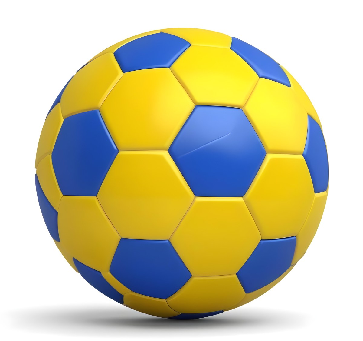 3d Model A Soccer Ball With Yellow And Blue Hexagons In A Yellow Background Figure Octane Render Volumetric Highly Detailed Videogame Aesthetic 23 840a