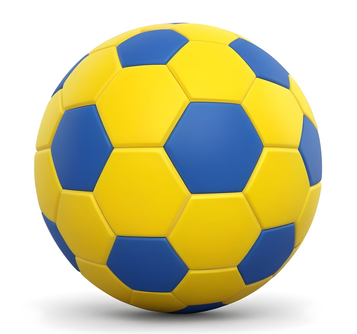 3d Model A Soccer Ball With Yellow And Blue Hexagons In A Yellow Background Figure Octane Render Volumetric Highly Detailed Videogame Aesthetic 4 B6ed