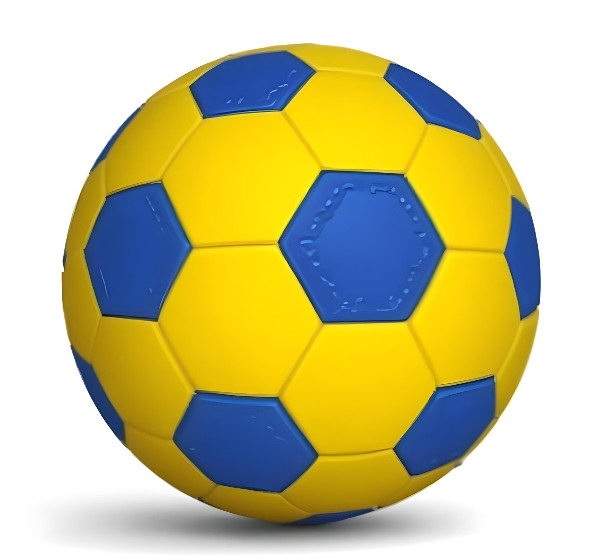 3d Model A Soccer Ball With Yellow And Blue Hexagons In A Yellow Background Figure Octane Render Volumetric Highly Detailed Videogame Aesthetic 5 3bf4