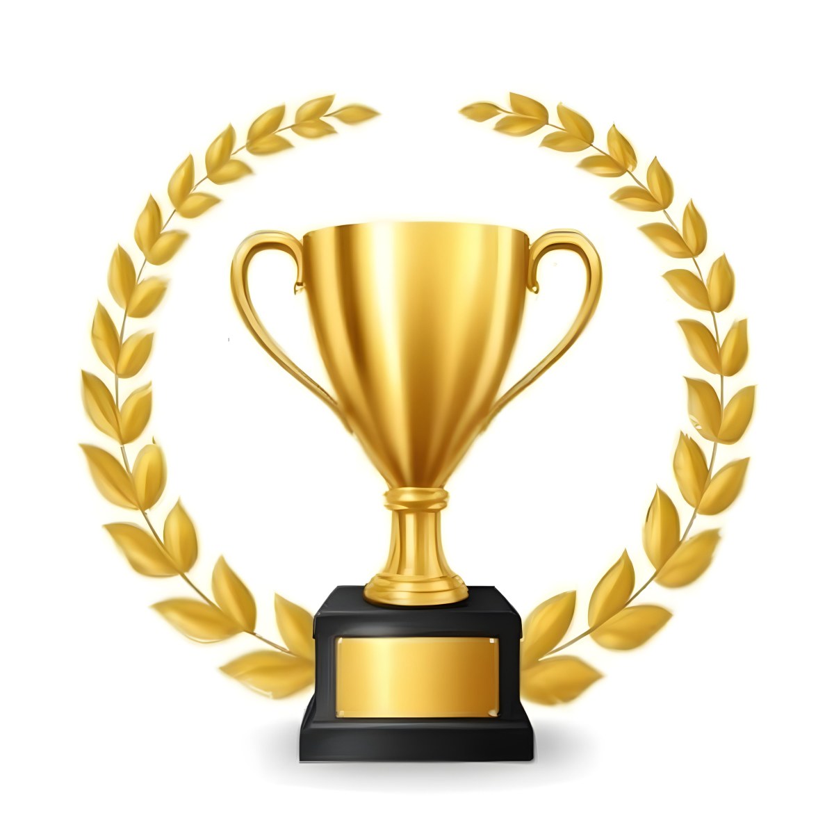 Digital Painting A Golden Trophy On A Golden Base Surrounded By A Black Laurel Wreath The Trophy Has Two Handles And A Shiny Surface Black Background Bold And Slim Lines Brush Strokes 13 B1d3