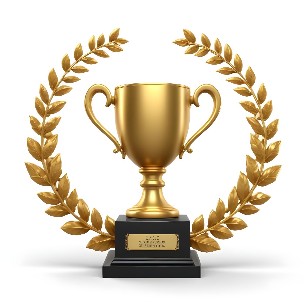 Digital Painting A Golden Trophy On A Golden Base Surrounded By A Black Laurel Wreath The Trophy Has Two Handles And A Shiny Surface Black Background Bold And Slim Lines Brush Strokes 19 923a