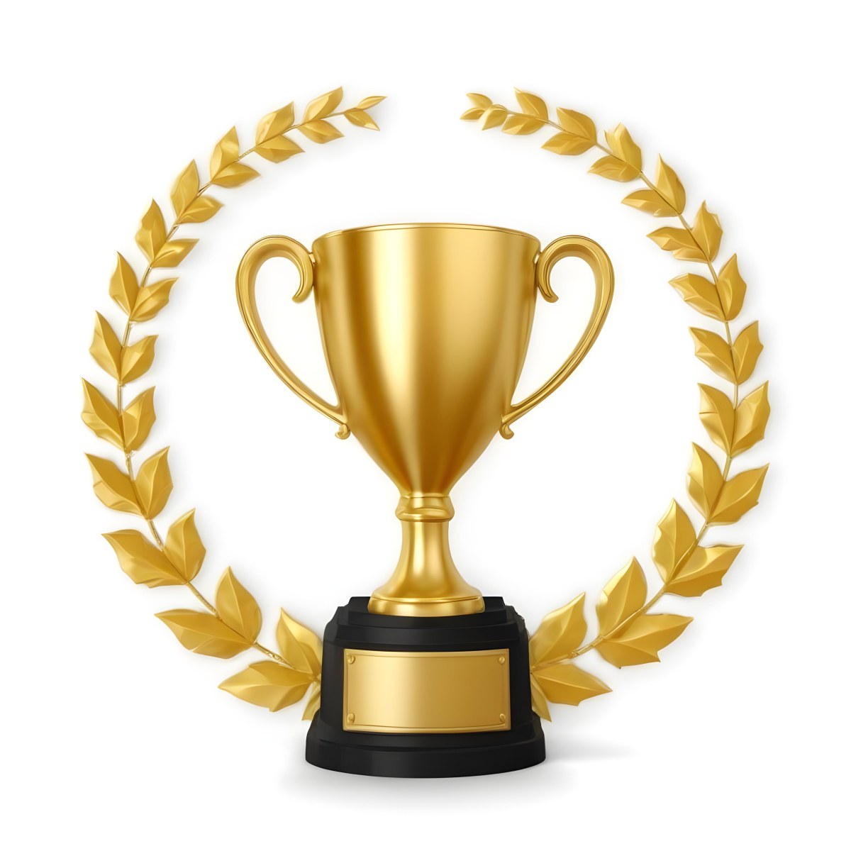 Digital Painting A Golden Trophy On A Golden Base Surrounded By A Black Laurel Wreath The Trophy Has Two Handles And A Shiny Surface Black Background Bold And Slim Lines Brush Strokes 21 Eef7
