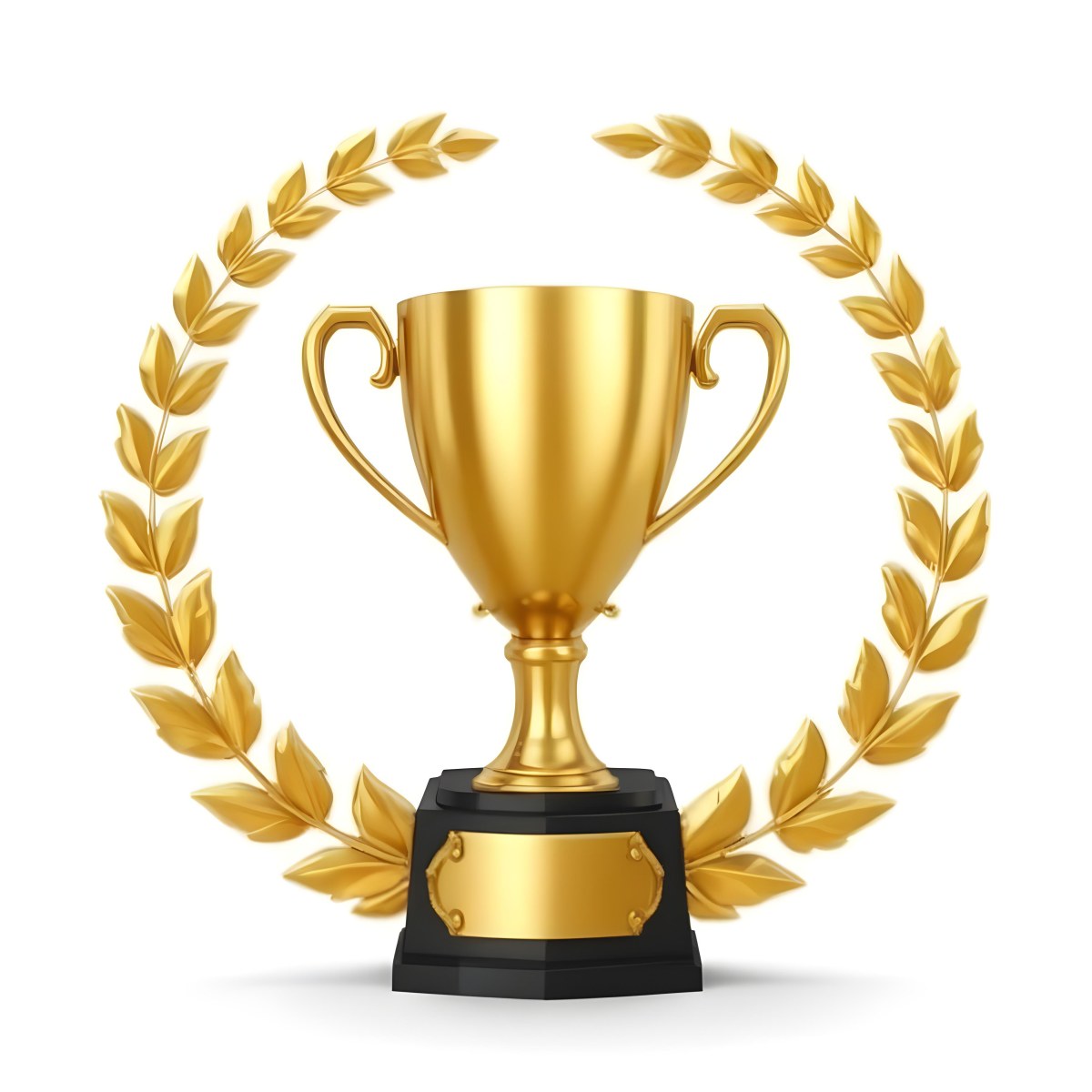 Digital Painting A Golden Trophy On A Golden Base Surrounded By A Black Laurel Wreath The Trophy Has Two Handles And A Shiny Surface Black Background Bold And Slim Lines Brush Strokes 27 Ba91