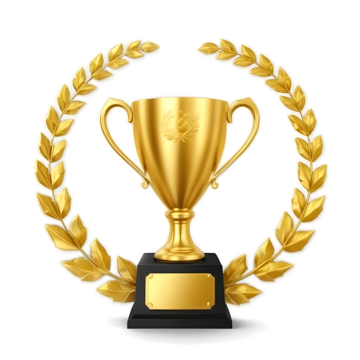 Digital Painting A Golden Trophy On A Golden Base Surrounded By A Black Laurel Wreath The Trophy Has Two Handles And A Shiny Surface Black Background Bold And Slim Lines Brush Strokes 28 44fc