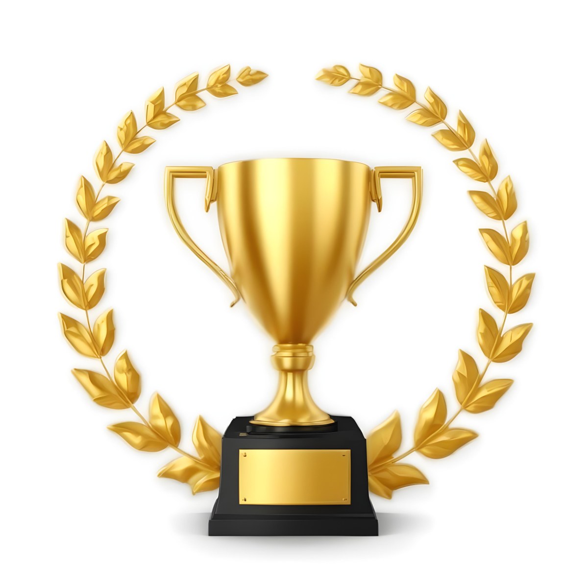 Digital Painting A Golden Trophy On A Golden Base Surrounded By A Black Laurel Wreath The Trophy Has Two Handles And A Shiny Surface Black Background Bold And Slim Lines Brush Strokes 36 C40e