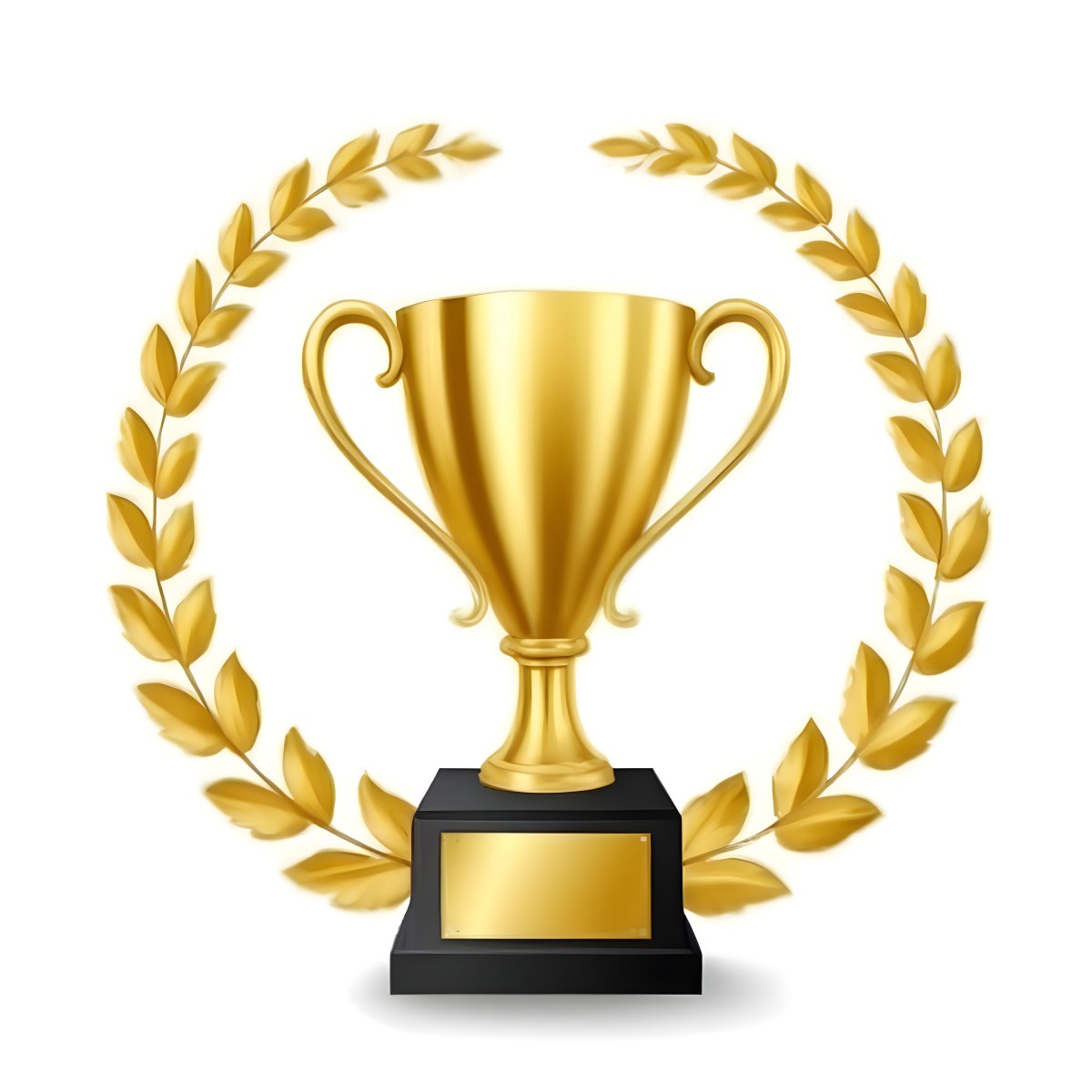 Digital Painting A Golden Trophy On A Golden Base Surrounded By A Black Laurel Wreath The Trophy Has Two Handles And A Shiny Surface Black Background Bold And Slim Lines Brush Strokes 9 0c44