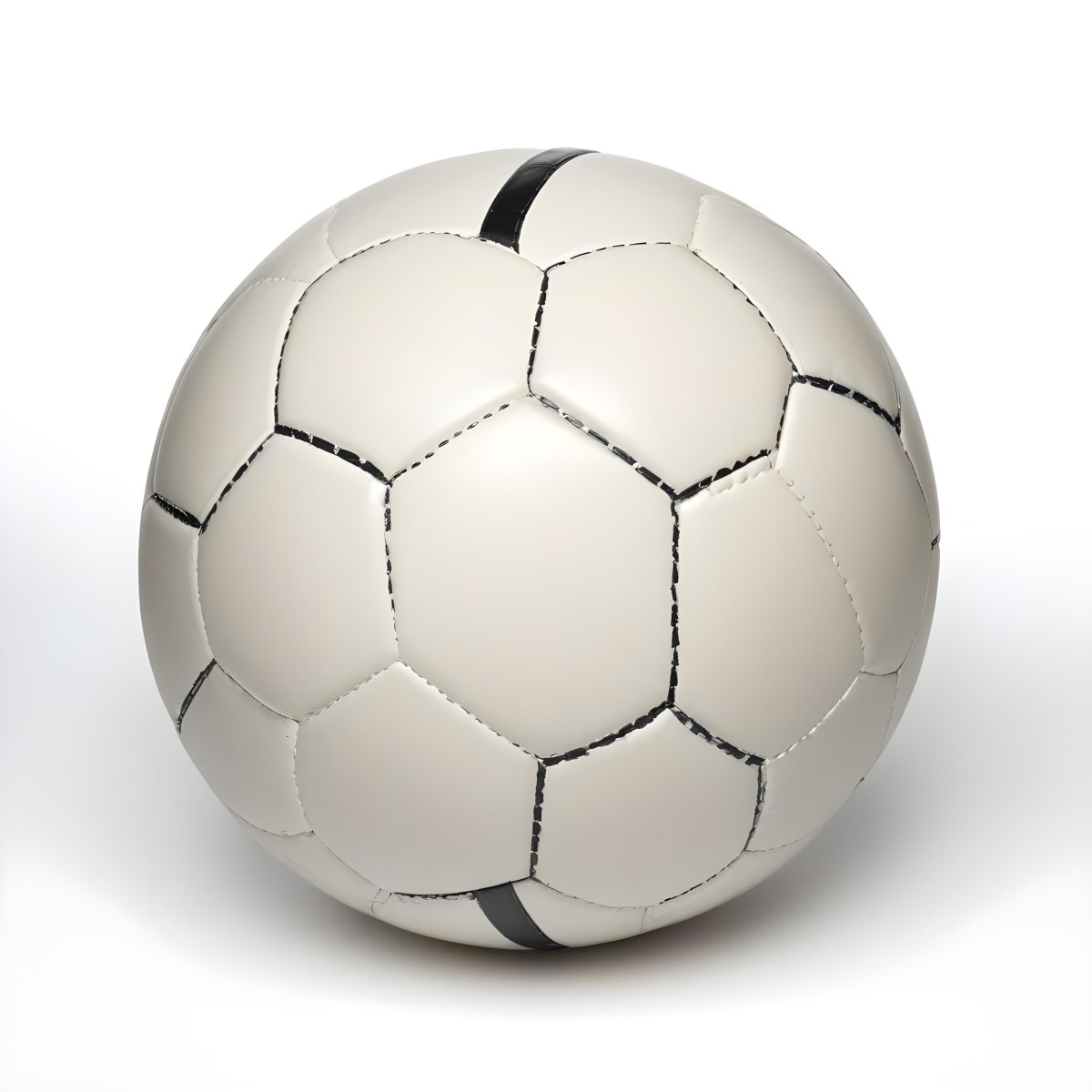 White Soccer Ball With Black Seams On A White Background Studio Shot High Resolution Perfect Lighting No Shadows 4 6fab