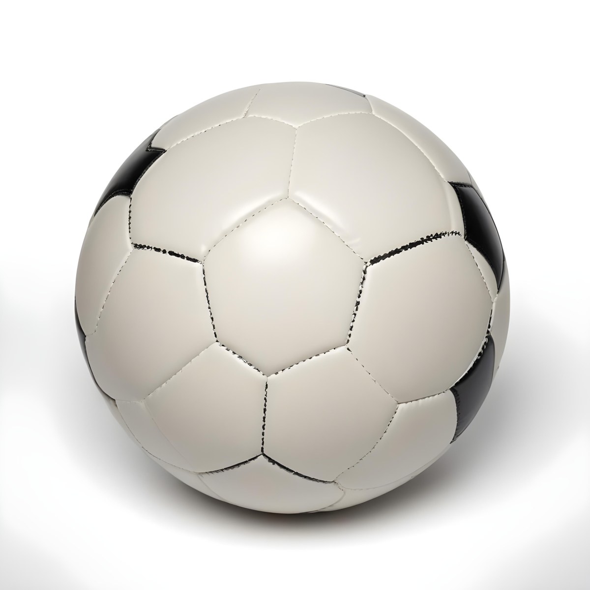 White Soccer Ball With Black Seams On A White Background Studio Shot High Resolution Perfect Lighting No Shadows 6 4b14