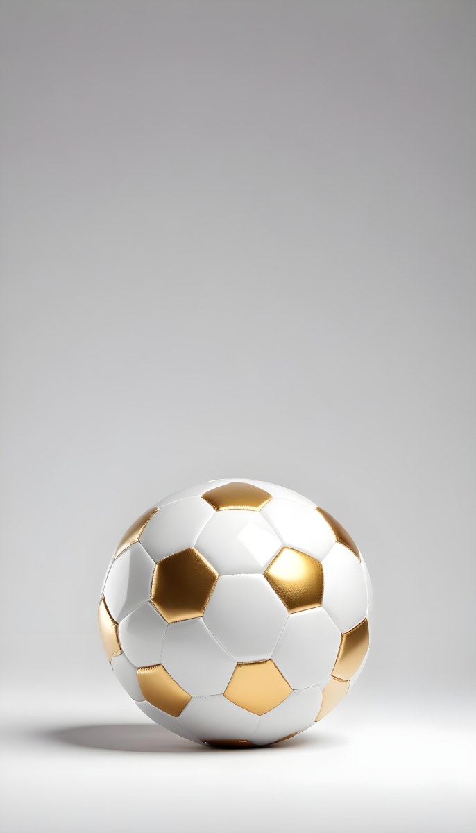 White Soccer Ball With Golden Pentagons Shiny Studio Shot Centered Isolated On White Background 1 1bc7