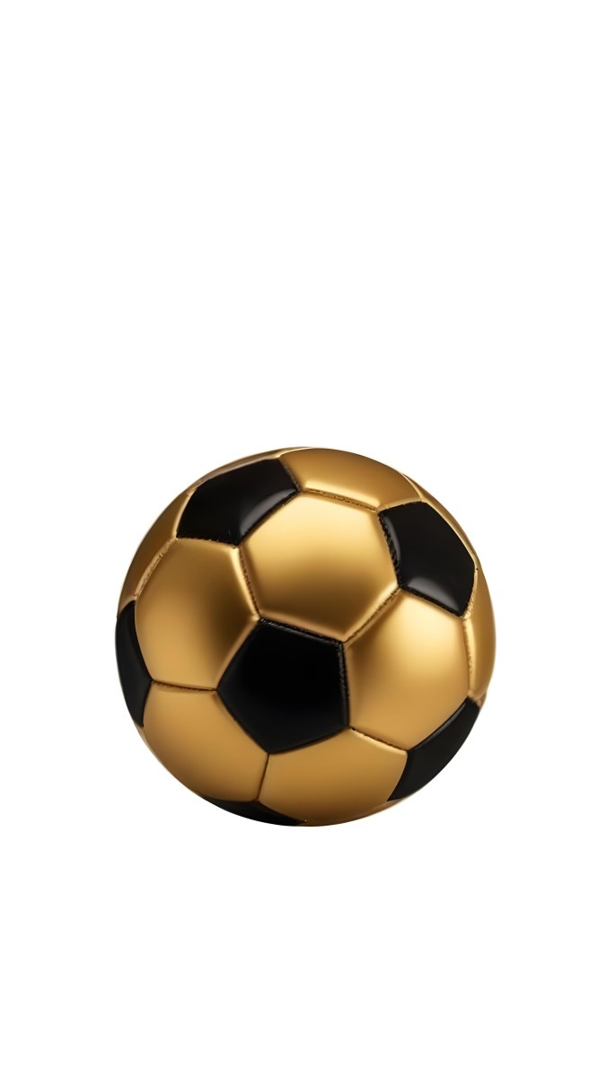 White Soccer Ball With Golden Pentagons Shiny Studio Shot Centered Isolated On White Background 10 Aa36