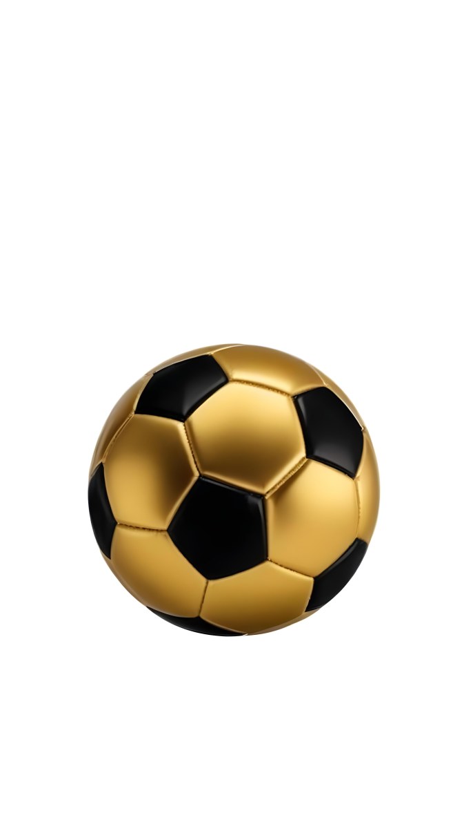 White Soccer Ball With Golden Pentagons Shiny Studio Shot Centered Isolated On White Background 4 3116
