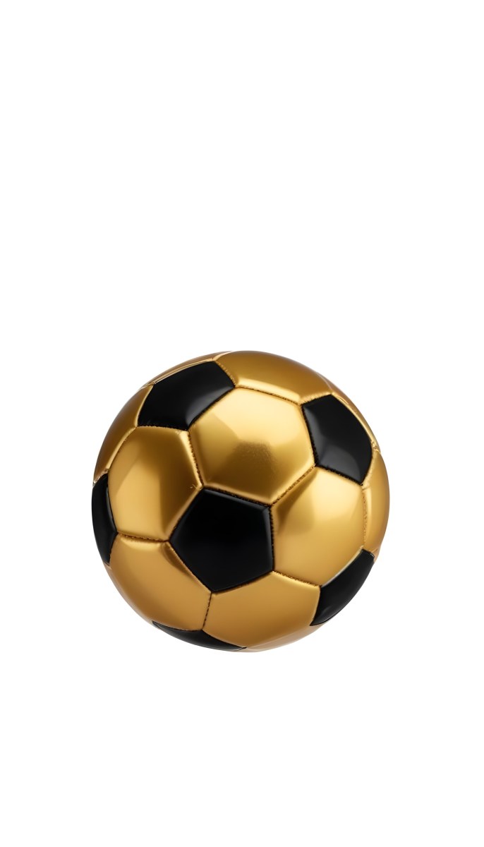 White Soccer Ball With Golden Pentagons Shiny Studio Shot Centered Isolated On White Background 6 50cb