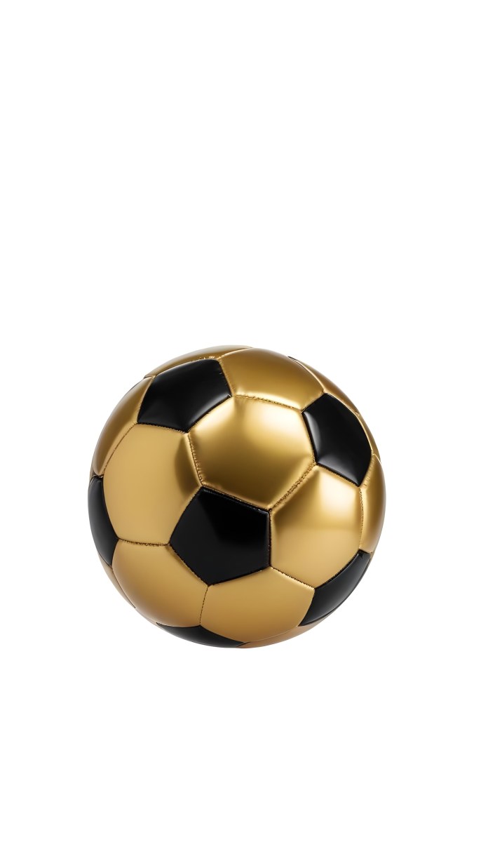 White Soccer Ball With Golden Pentagons Shiny Studio Shot Centered Isolated On White Background 7 5e75