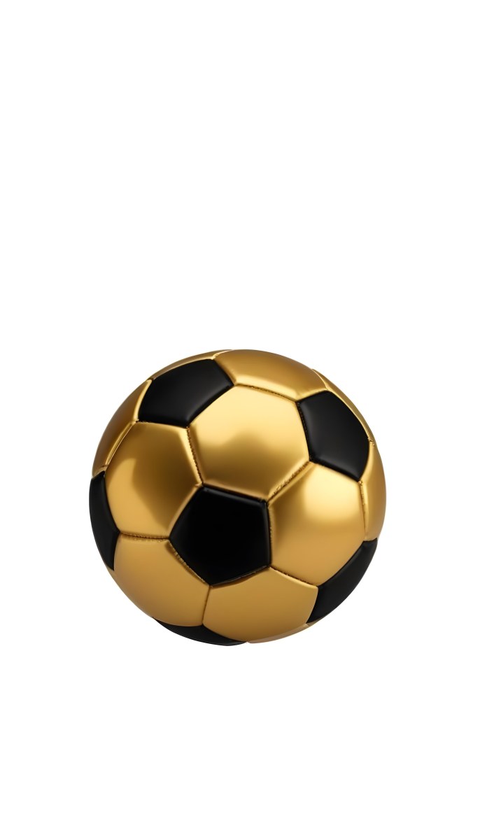 White Soccer Ball With Golden Pentagons Shiny Studio Shot Centered Isolated On White Background 9 F2d7