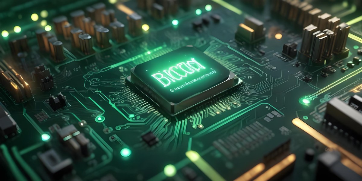 3d Model A Close Up Of A Green Computer Chip With The Word Bicism Written On It Circuit Board With Glowing Elements Bokeh Lights In The Background Figure Octane Render Volumetric Highly Detailed Videogame Aesthet 5 8188