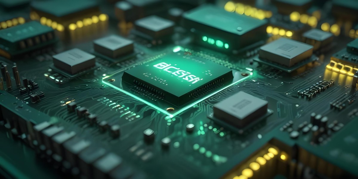 3d Model A Close Up Of A Green Computer Chip With The Word Bicism Written On It Circuit Board With Glowing Elements Bokeh Lights In The Background Figure Octane Render Volumetric Highly Detailed Videogame Aesthet 7 17b6