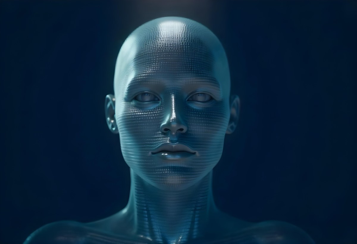 A Digital Human Head Made Of Small Dots Dark Background 13 A744