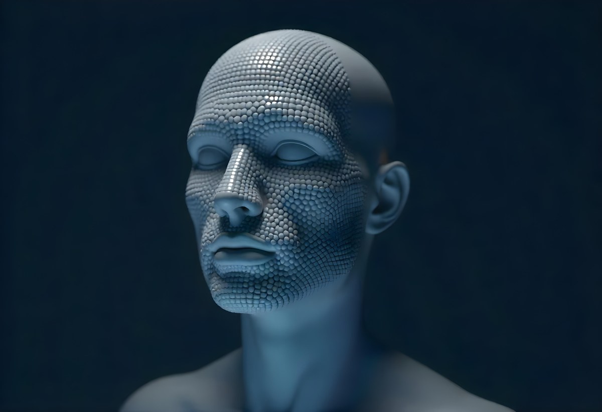 A Digital Human Head Made Of Small Dots Dark Background 14 6a1c