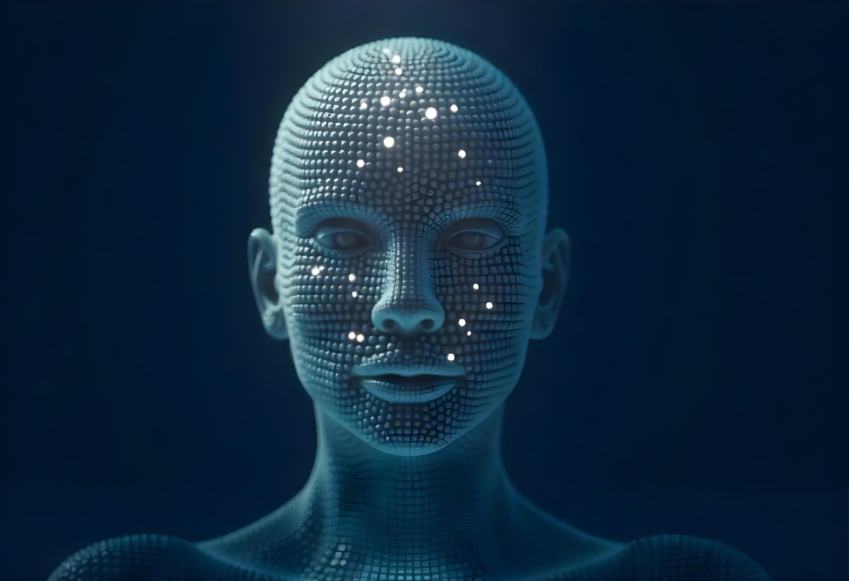 A Digital Human Head Made Of Small Dots Dark Background 29 Efa2