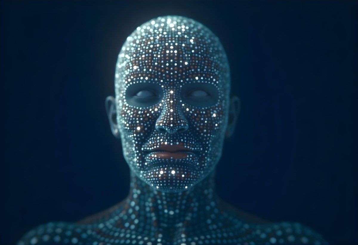 A Digital Human Head Made Of Small Dots Dark Background 7 Ac5e