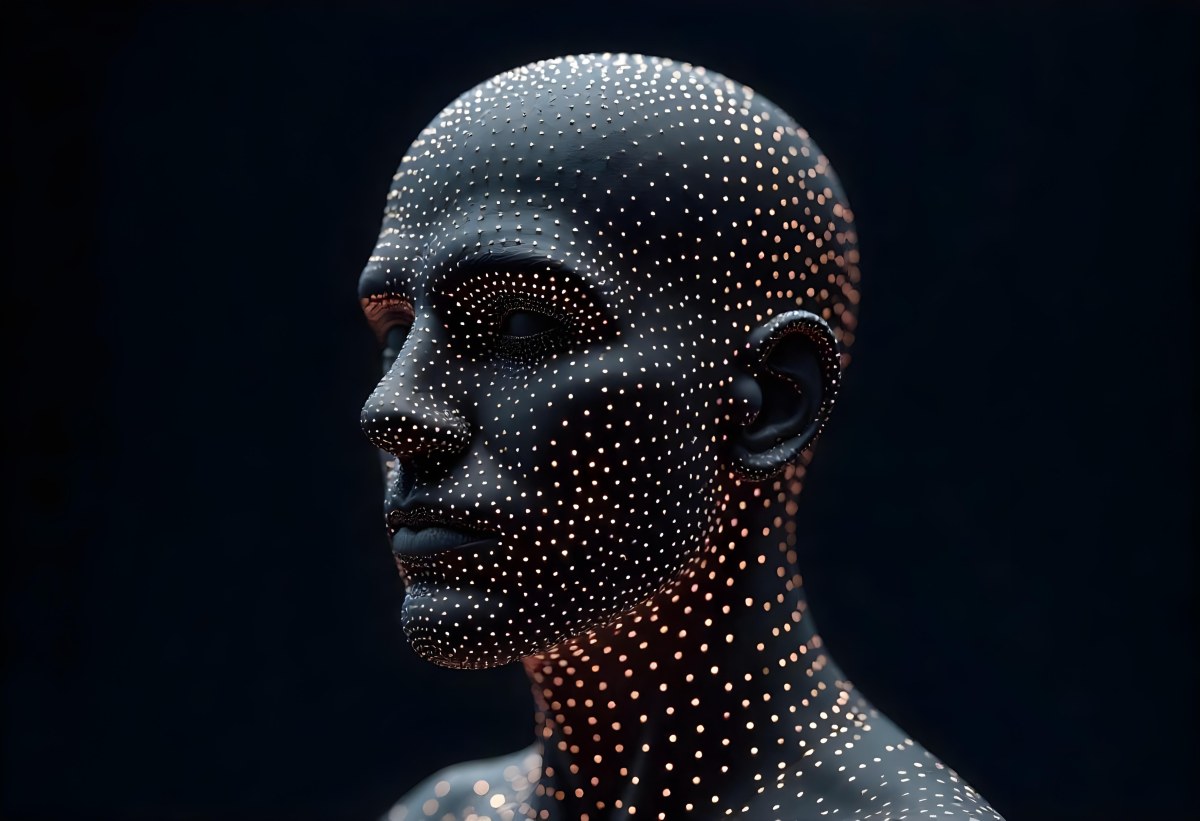A Digital Human Head Made Of Small Dots Dark Background 8 Acb6