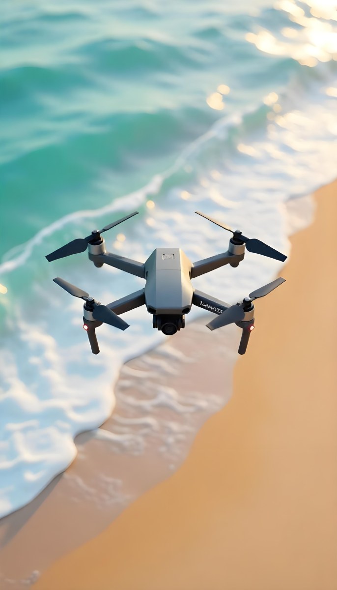 A Drone Flying Over A Sandy Beach With Waves Crashing In The Background Aerial View 1 5ce6