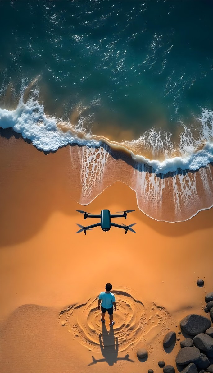 A Drone Flying Over A Sandy Beach With Waves Crashing In The Background Aerial View 12 Cbf8