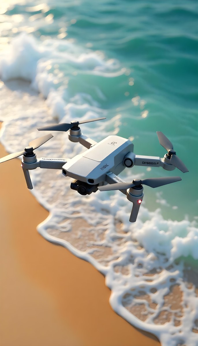 A Drone Flying Over A Sandy Beach With Waves Crashing In The Background Aerial View 19 347c