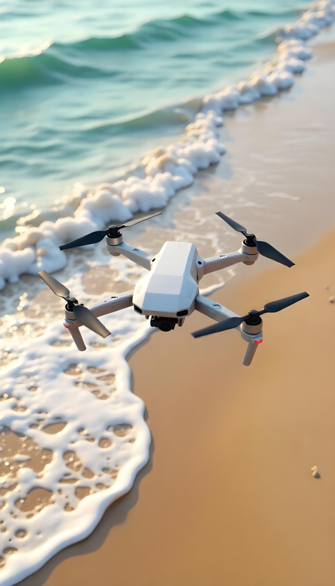 A Drone Flying Over A Sandy Beach With Waves Crashing In The Background Aerial View 2 5fd9