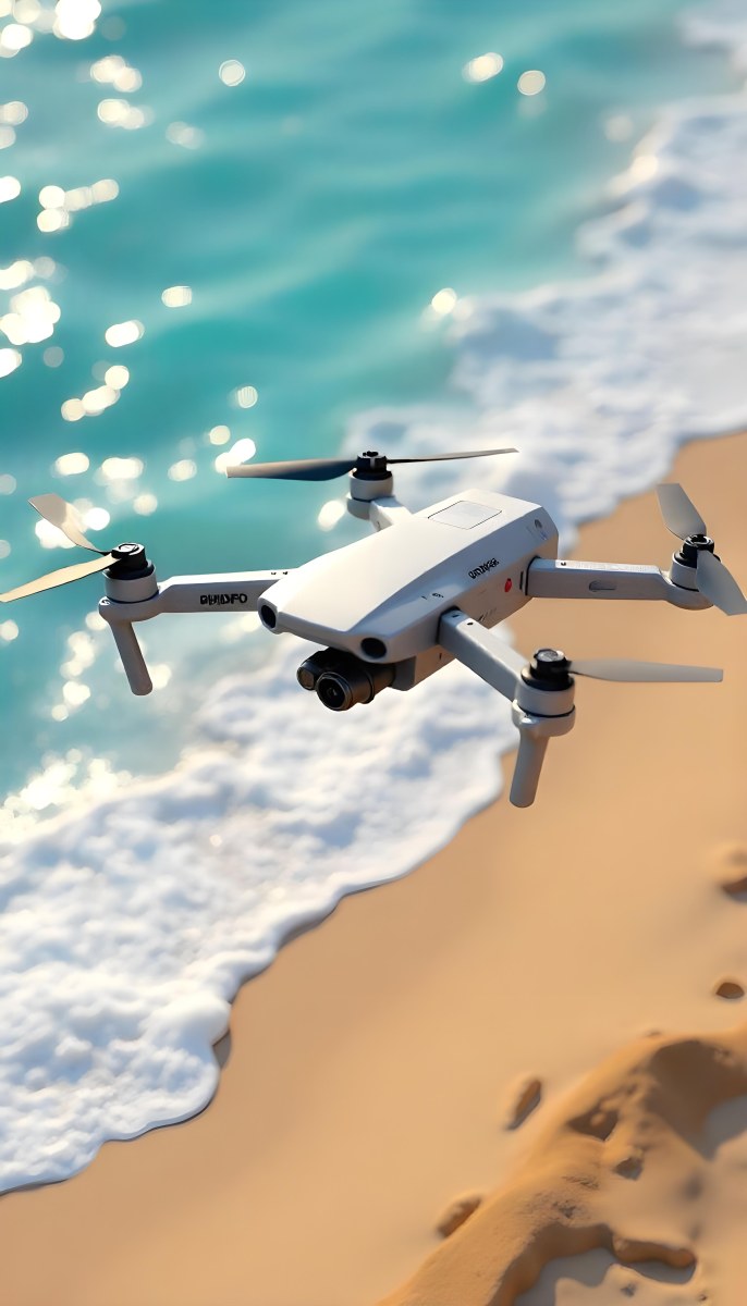 A Drone Flying Over A Sandy Beach With Waves Crashing In The Background Aerial View 3 C9be