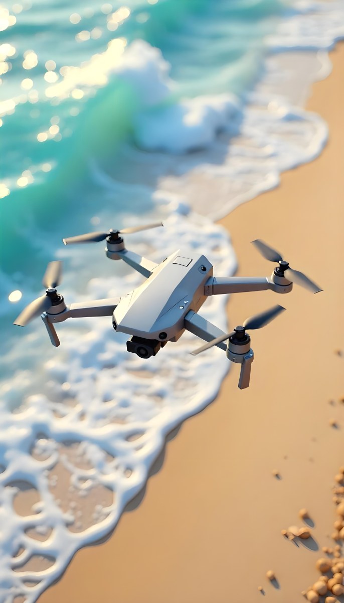 A Drone Flying Over A Sandy Beach With Waves Crashing In The Background Aerial View 4 Ca98
