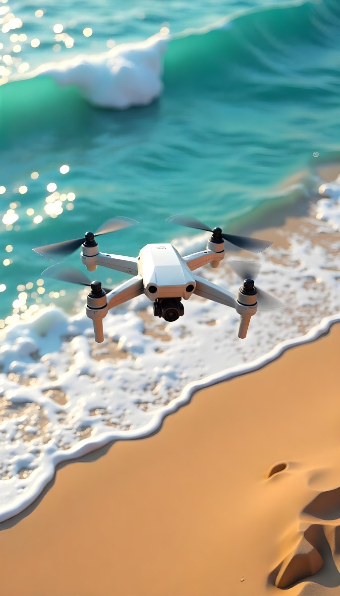 A Drone Flying Over A Sandy Beach With Waves Crashing In The Background Aerial View 5 5ab8