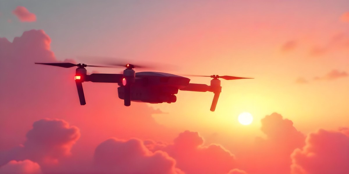 A Drone Silhouette Flying In The Air Pink And Yellow Sky With Clouds Sunset Aerial Photography Technology And Nature Modern Transportation 1 E84f