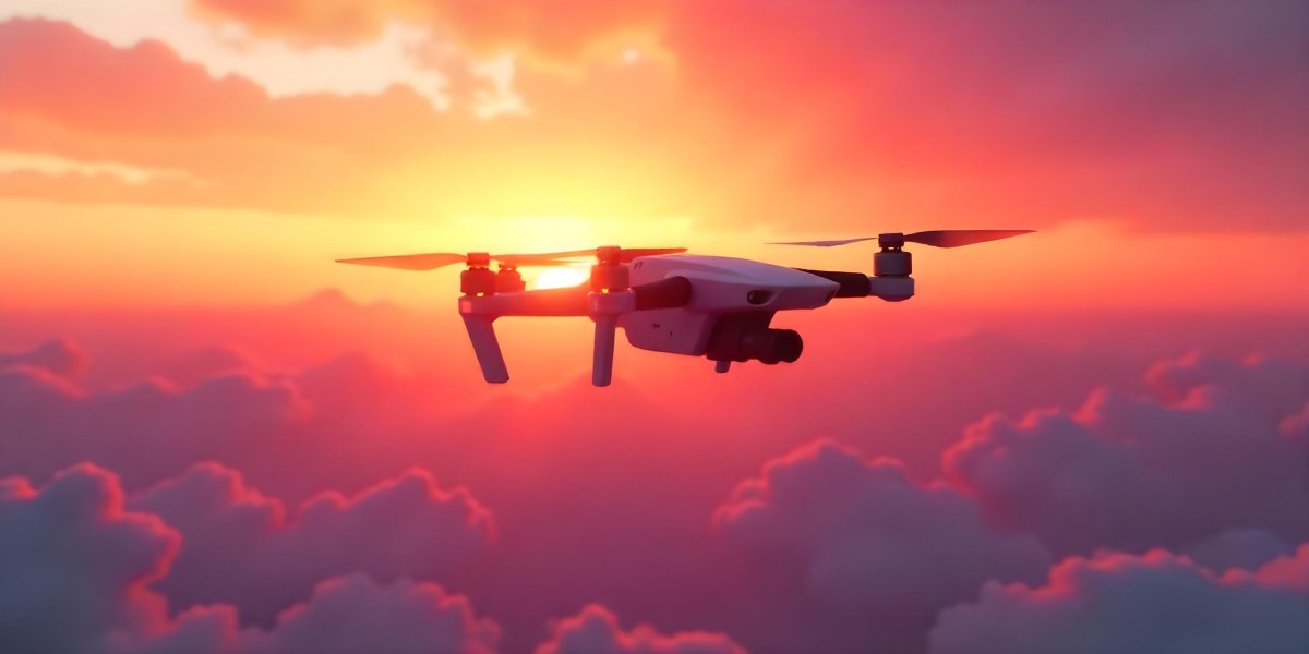 A Drone Silhouette Flying In The Air Pink And Yellow Sky With Clouds Sunset Aerial Photography Technology And Nature Modern Transportation 3 31a1