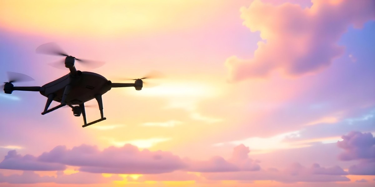 A Drone Silhouette Flying In The Air Pink And Yellow Sky With Clouds Sunset Aerial Photography Technology And Nature Modern Transportation 4 9868