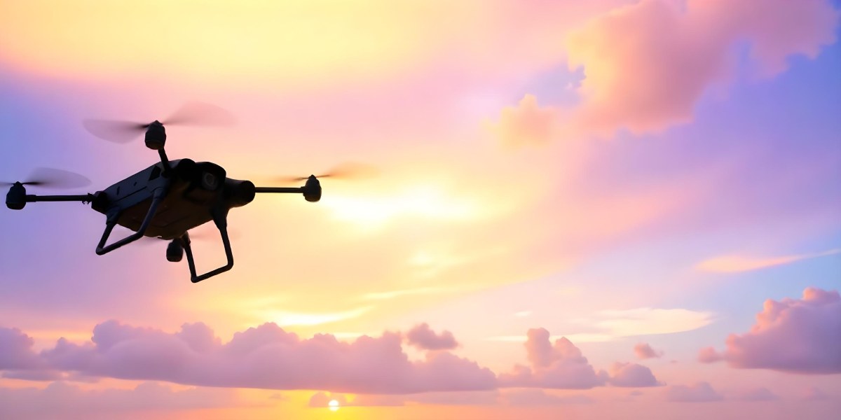 A Drone Silhouette Flying In The Air Pink And Yellow Sky With Clouds Sunset Aerial Photography Technology And Nature Modern Transportation 6 99e0