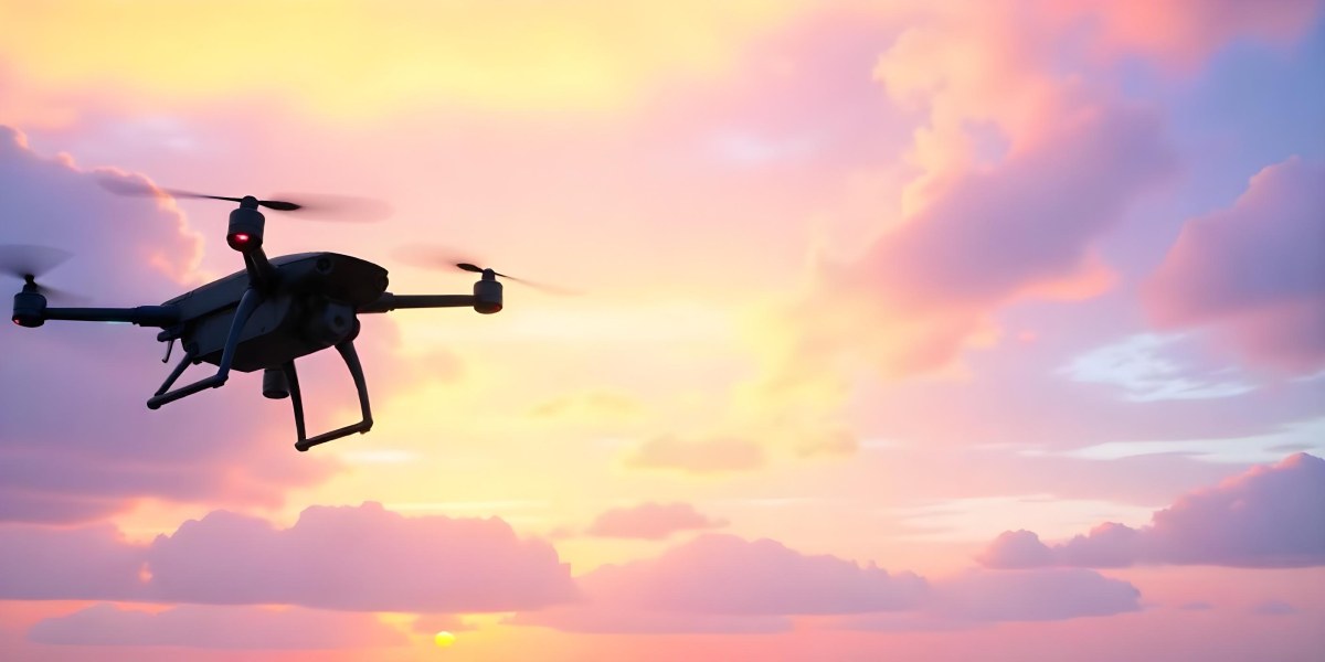 A Drone Silhouette Flying In The Air Pink And Yellow Sky With Clouds Sunset Aerial Photography Technology And Nature Modern Transportation 8 D027
