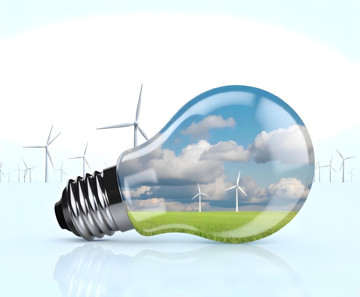 A Hand Holding A Light Bulb With Green Grass On Top Of It Solar Panels In A Green Field And A Blue Sky 114 F607