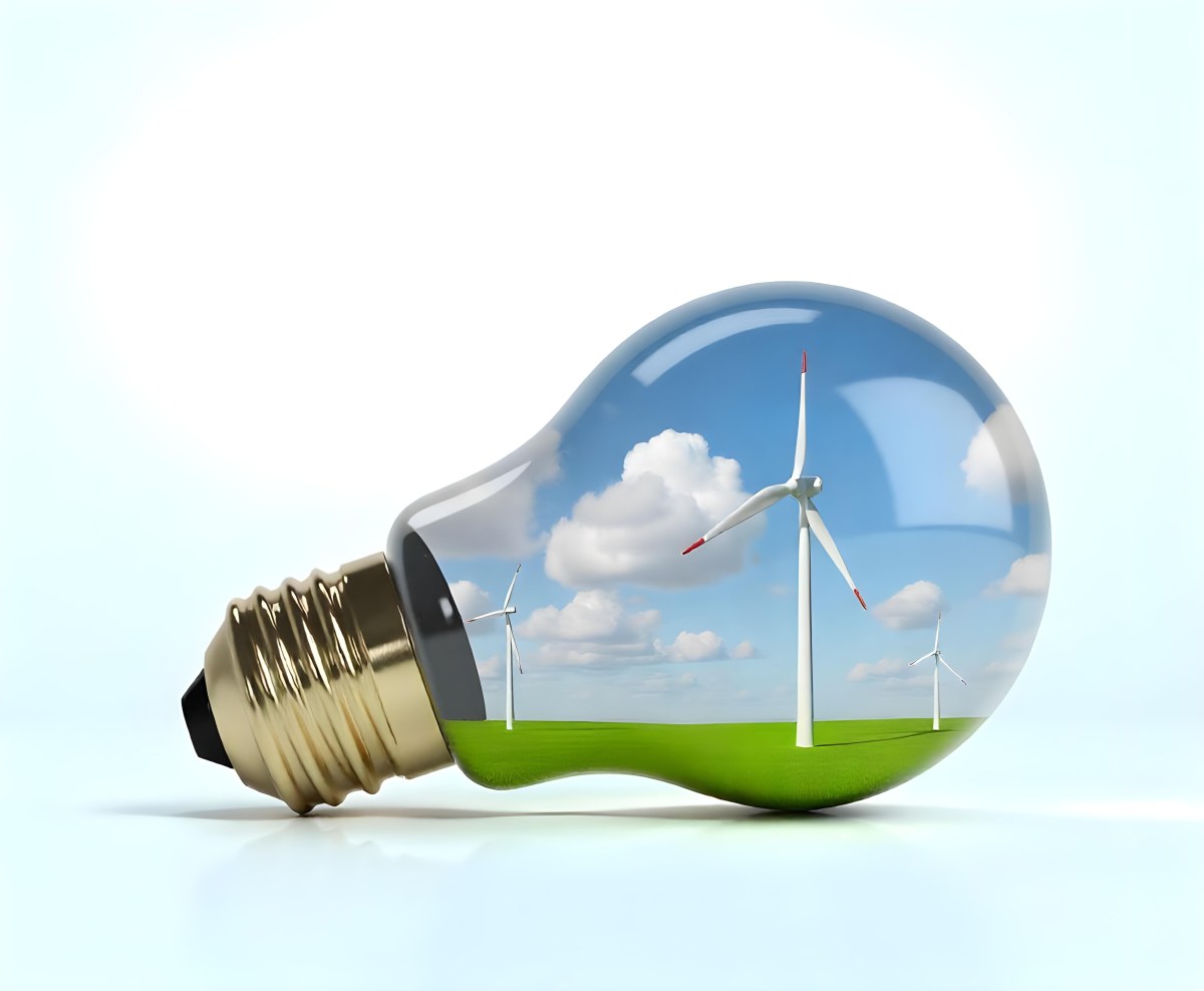 A Hand Holding A Light Bulb With Green Grass On Top Of It Solar Panels In A Green Field And A Blue Sky 121 7582