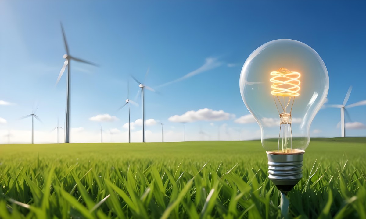A Hand Holding A Light Bulb With Green Grass On Top Of It Solar Panels In A Green Field And A Blue Sky 93 Bb66