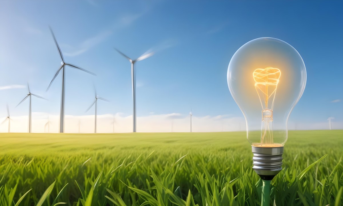 A Hand Holding A Light Bulb With Green Grass On Top Of It Solar Panels In A Green Field And A Blue Sky 94 16ba