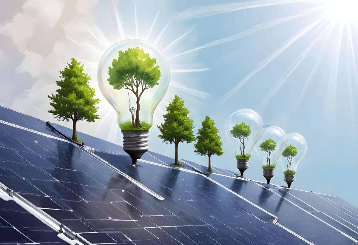 A Light Bulb With Three Trees Inside On Top Of A Solar Panel Concept Of Green Energy Renewable Energy Sustainable Energy Clean Energy Bright Sky 13 5402