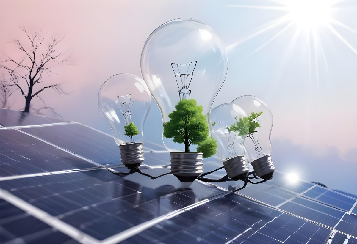 A Light Bulb With Three Trees Inside On Top Of A Solar Panel Concept Of Green Energy Renewable Energy Sustainable Energy Clean Energy Bright Sky 15 Aa0d