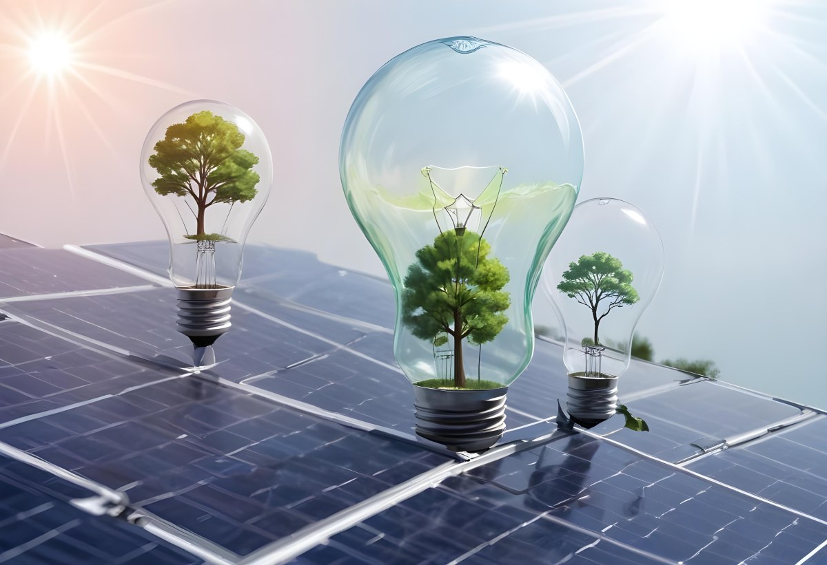 A Light Bulb With Three Trees Inside On Top Of A Solar Panel Concept Of Green Energy Renewable Energy Sustainable Energy Clean Energy Bright Sky 24 Fd9f