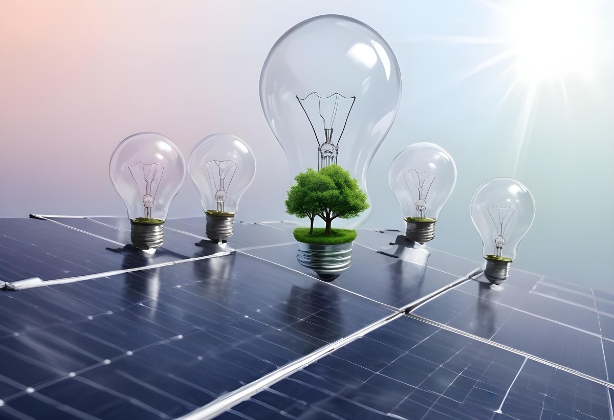 A Light Bulb With Three Trees Inside On Top Of A Solar Panel Concept Of Green Energy Renewable Energy Sustainable Energy Clean Energy Bright Sky 5 1ffa