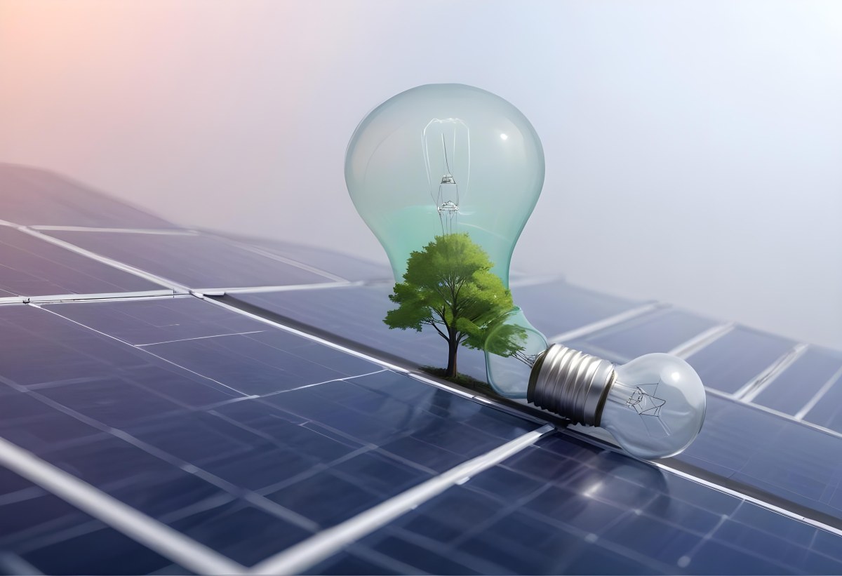 A Light Bulb With Three Trees Inside On Top Of A Solar Panel Concept Of Green Energy Renewable Energy Sustainable Energy Clean Energy Bright Sky 6 Df73