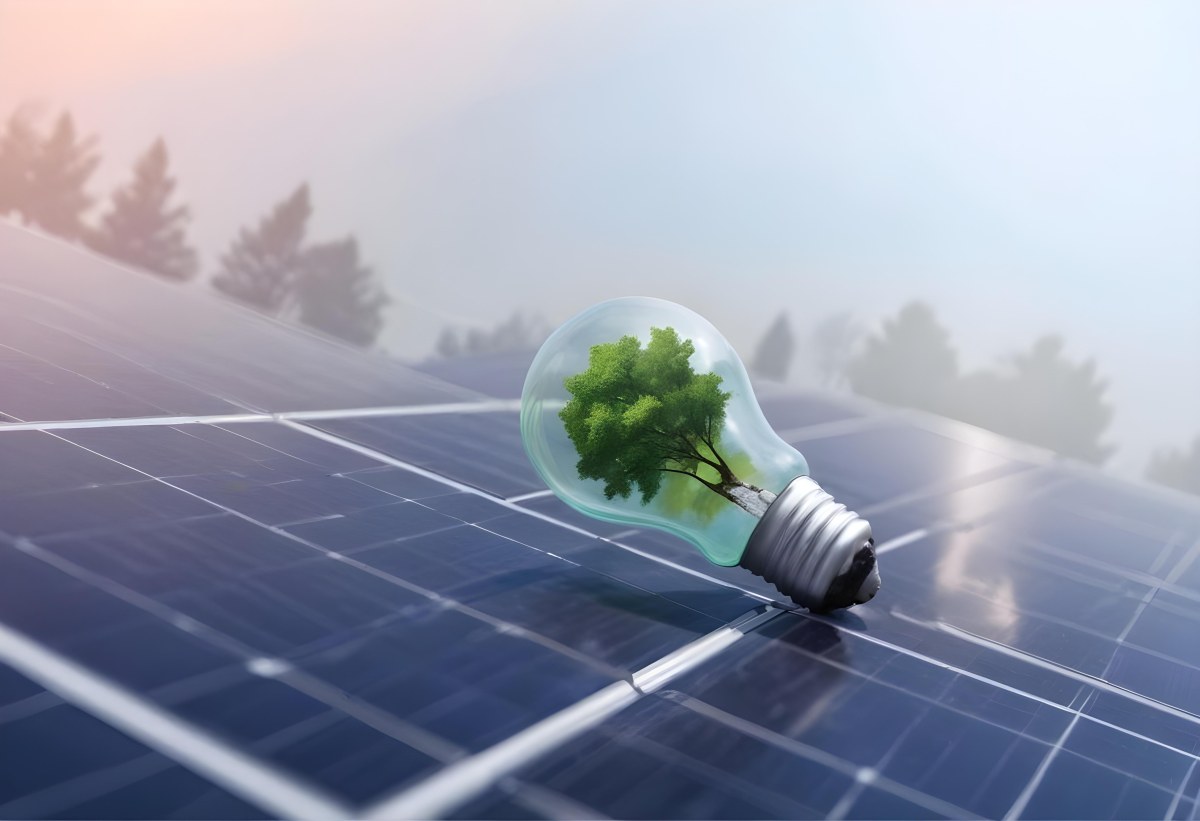 A Light Bulb With Three Trees Inside On Top Of A Solar Panel Concept Of Green Energy Renewable Energy Sustainable Energy Clean Energy Bright Sky 8 0aaa
