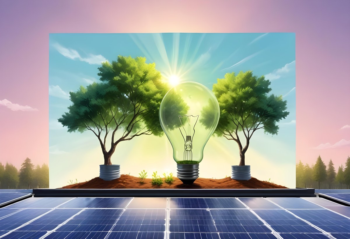 A Light Bulb With Three Trees Inside On Top Of A Solar Panel Concept Of Green Energy Renewable Energy Sustainable Energy Clean Energy Bright Sky 9 754f